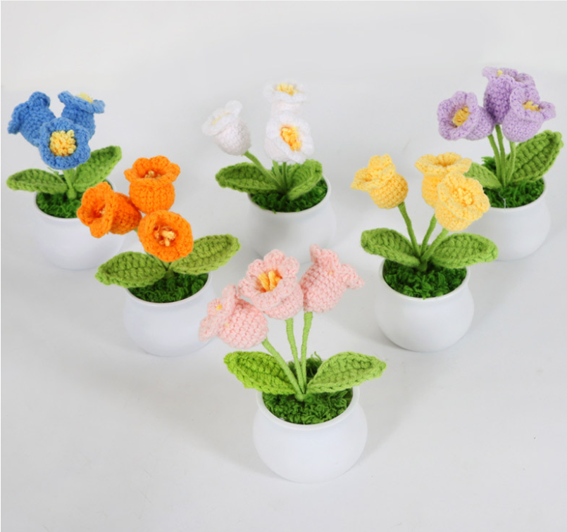 Personalized Crochet Flower in Pot Handmade Gift for Her Personalized Gift for Teacher Home Decoration Desk Decoration Crochet Rose in Pot