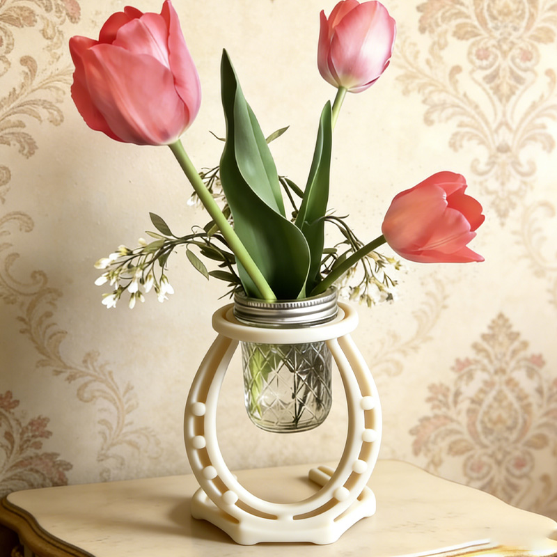 Personalized 3D Printed Forged Horseshoe Vase Holder Centerpiece Country Cowboy Rustic Western Weddings Gift for Equestrain Lovers