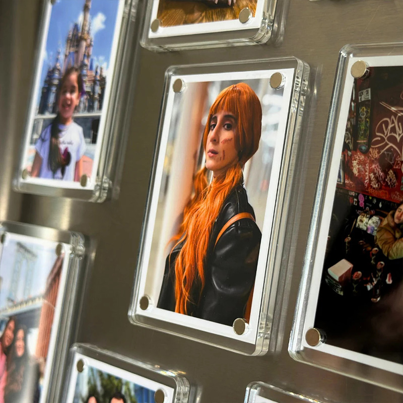 Personalized Bridesmaid Proposal Photo Frame with Engraved Text, Acrylic Fridge Magnetic Photo Frame with Custom Photos