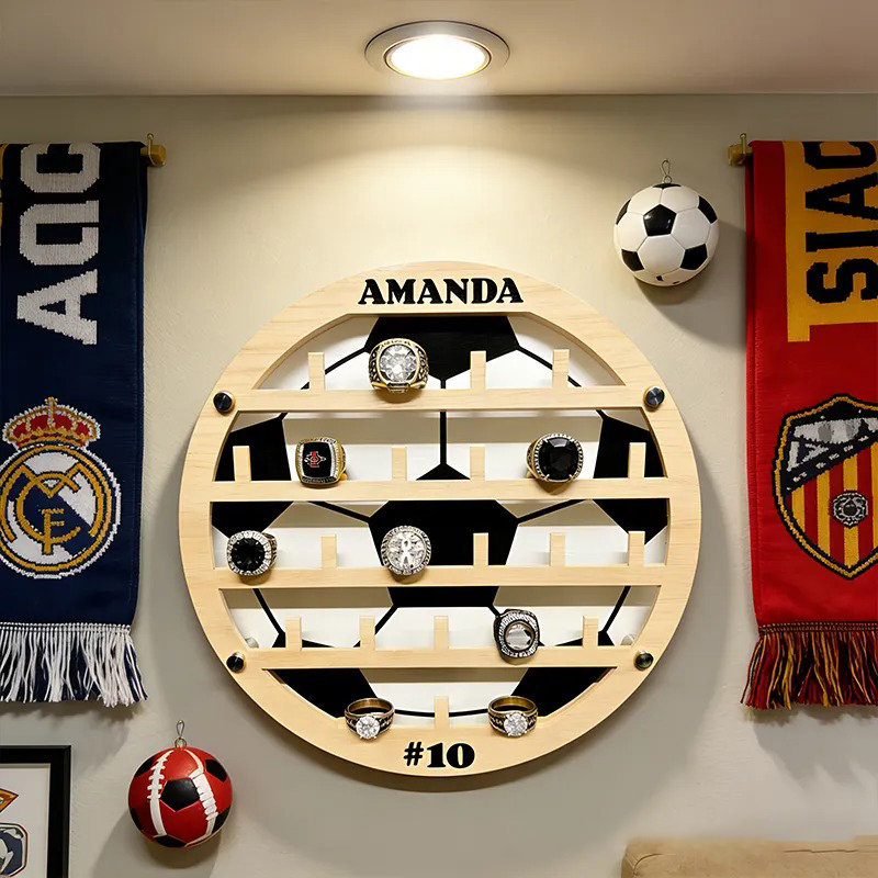 Personalized Soccer Style Ring Holder Custom Name Number Perfect Gift for Soccer Player