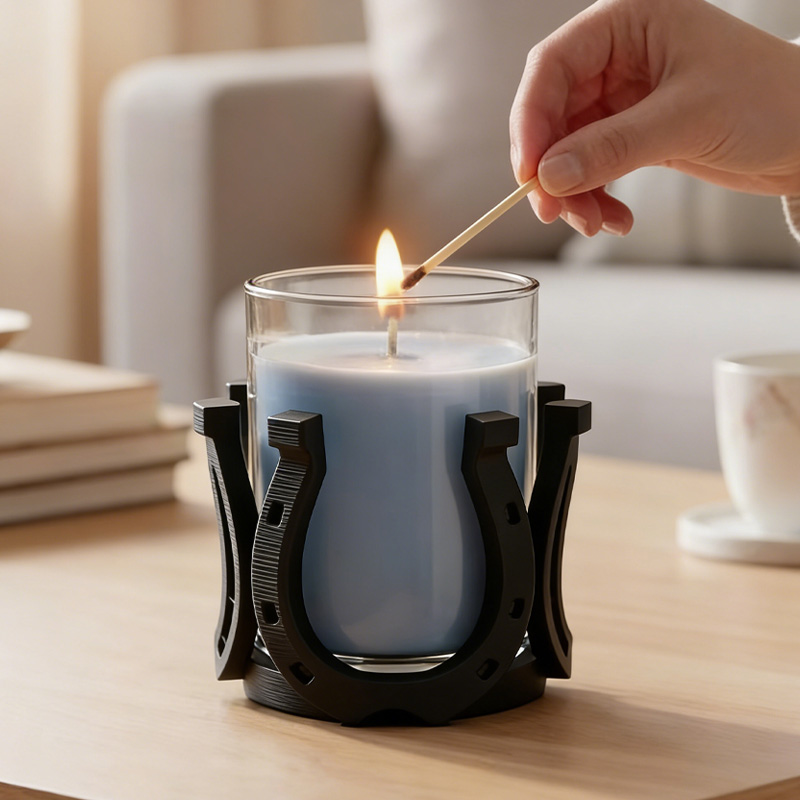 Personalized 3D Printed Horseshoe Candle Holder Rustic Farmhouse Decor Western Weddings Gift for Equestrain Lovers