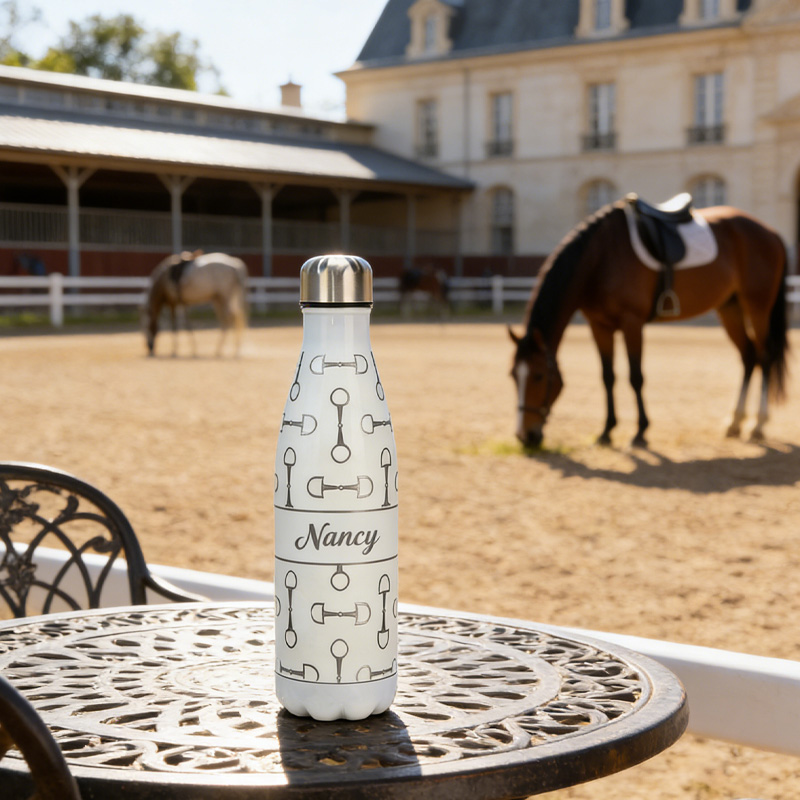 Personalized Snaffle Bits Show Jumping Horse Insulated Bottle Pony Owners Thermal Flask Water Bottle for Equestrain Lovers