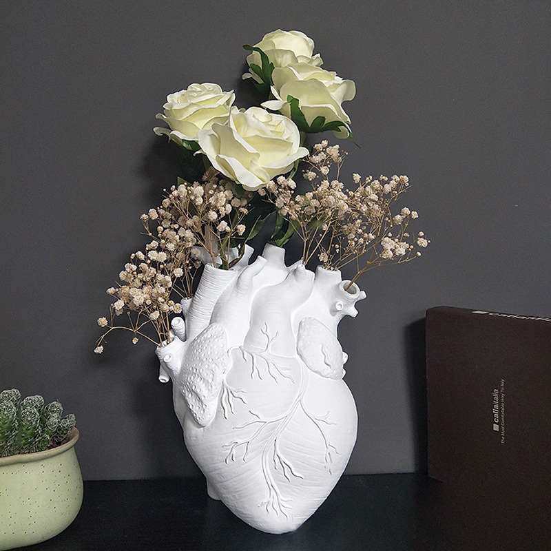 Personalized Anatomical Heart Resin Vase, Modern Gothic Sculpture Flower Vase Minimalist Anatomical Art Decor for Home Office Gift