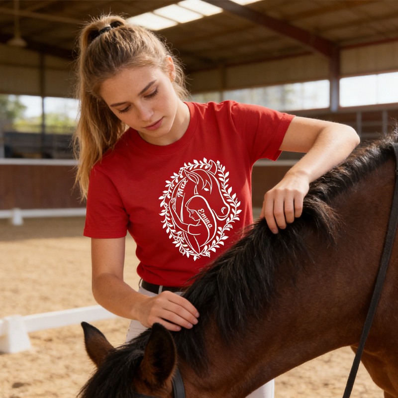 Personalized Horse Girl Shirt Horse Lover Glitter Gift for Equestrian Lovers