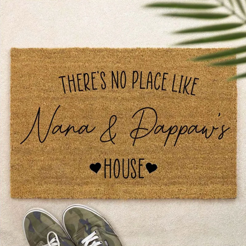 Personalized There's No Place Like Nana and Pawpaw's House Doormat Custom Family Rug Housewarming Gift Decorative Indoor Outdoor Durable Mat