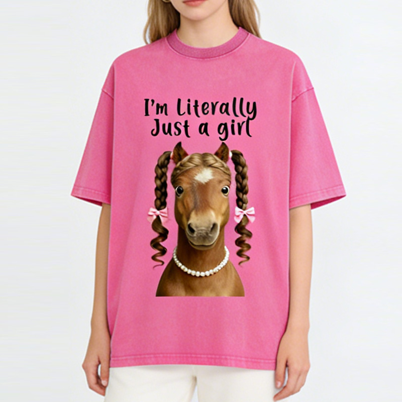 Personalized Funny Horse Washed T-Shirts Gift Shirt for Riding Equestrain Lovers