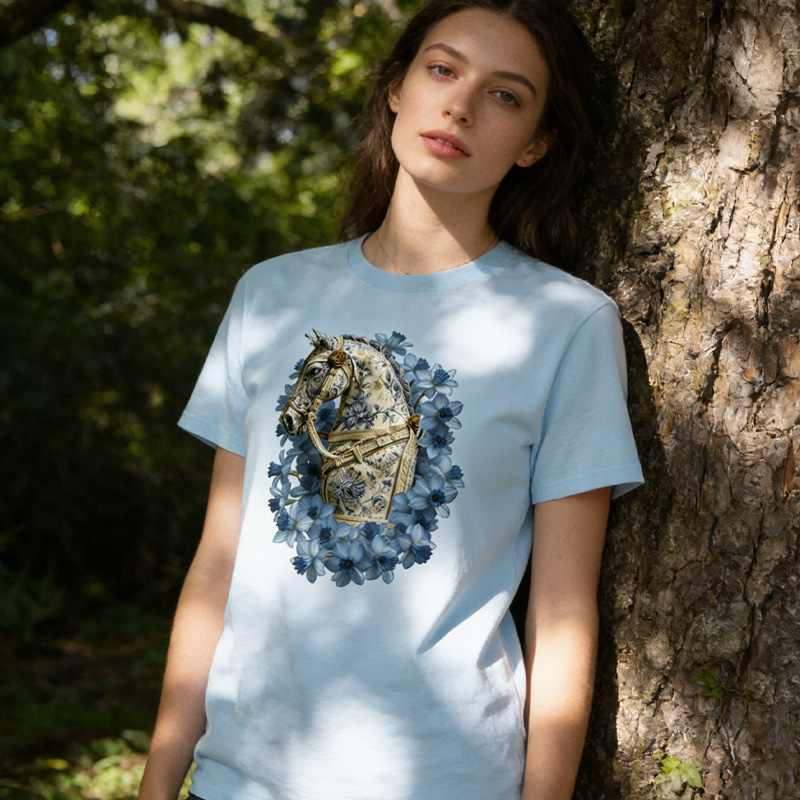 Personalized Birth Month Flower Floral Horse T-Shirt Western Shirt Boho Nature Lover Animal Lover Gift for Equestrain Lovers