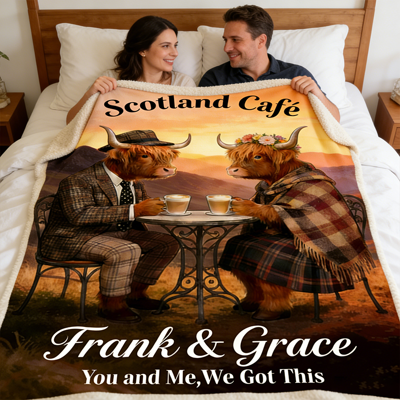 Personalized Highland Cow Throw Blanket for Couple You and Me We Got This Blanket Scotland Highland Couple Throw Blanket 