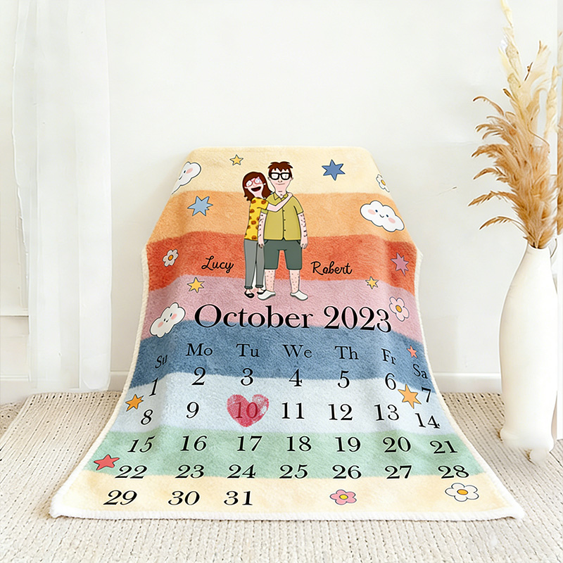 Personalized Couple Blanket Valentine's Day Gift for Couple Cartoon Character Couple Blanket