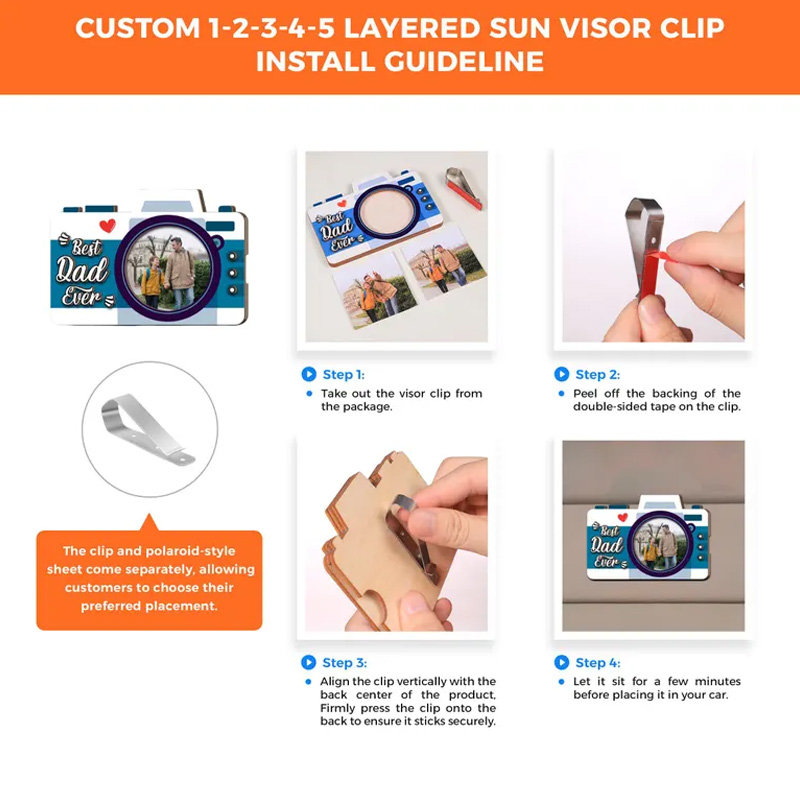 Personalized Custom Photo Picture Memory Keepsake Unique Family Gift Cute Decorative Accessory for Vehicle Personalized Car Visor Clip