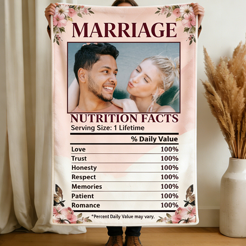 Personalized Marriage Nutrition Facts Blanket Funny Couple Throw Blanket Marriage Gift Anniversary Gift for Couple Newlywed Gift