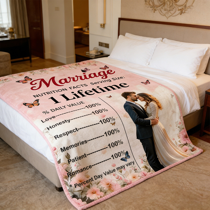 Personalized Marriage Nutrition Facts Blanket Funny Couple Throw Blanket Marriage Gift Anniversary Gift for Couple Newlywed Gift