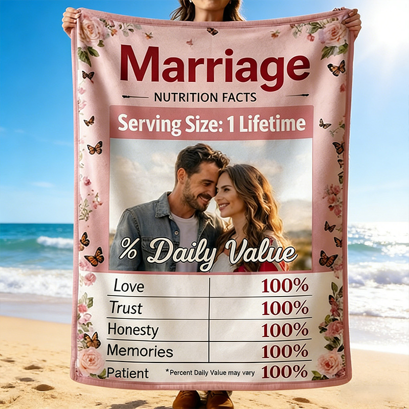 Personalized Marriage Nutrition Facts Blanket Funny Couple Throw Blanket Marriage Gift Anniversary Gift for Couple Newlywed Gift