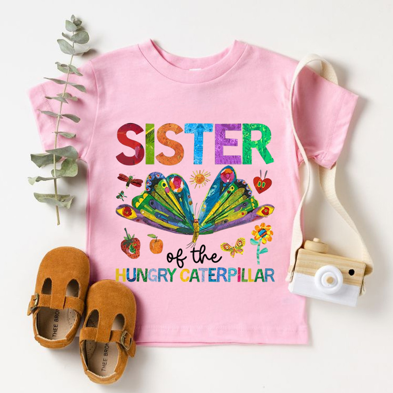 Personalized Cute Hungry Caterpillar Print Custom Family Outfit Fun Coordinated Parent Child T Shirt Set Personalized Family Matching