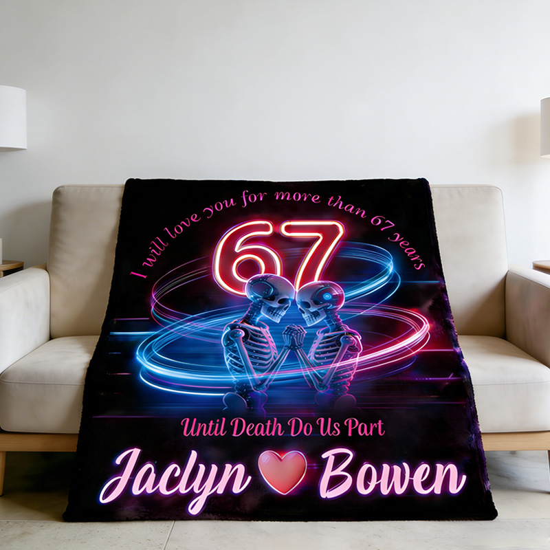 Personalized Unitil Death Do Us Part Couple Skeleton Blanket 