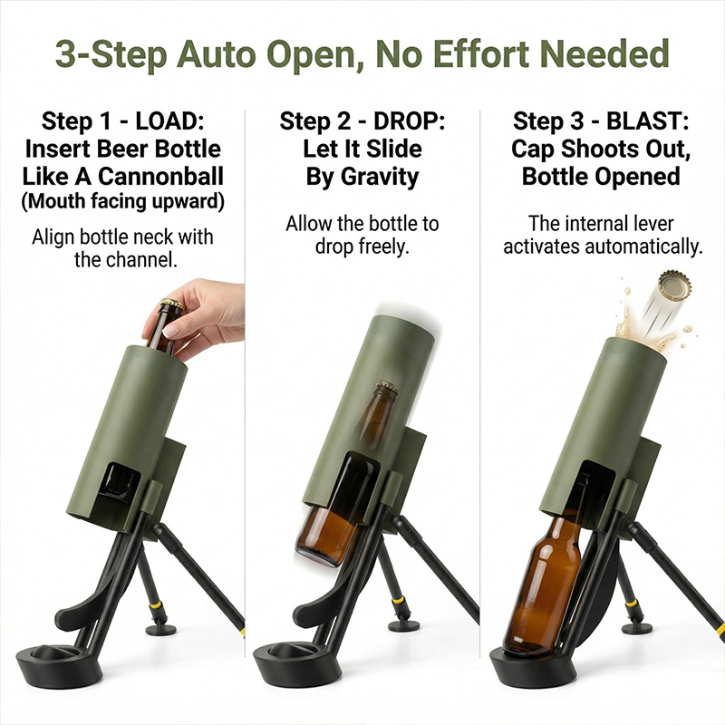 2026 New Bottle Cap Launcher Mortar Bottle Opener Novelty Shooting Bottles Openers for Bar Party Game Gift