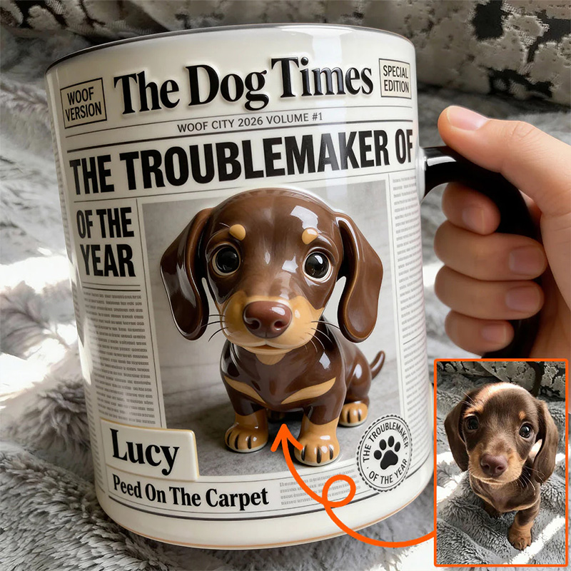 Personalized Dog "The Troublemaker Of The Year" Mug For Pet Lover Gift