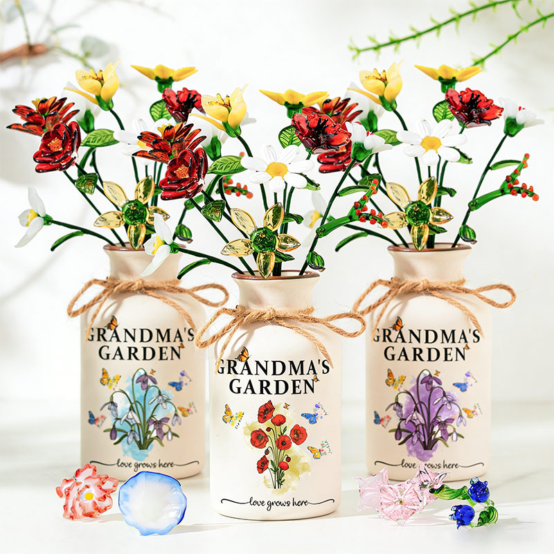 Personalized Grandma's Garden Vase Custom Birth Flower Vase for Nanny Grandma Mom Mother's Day Gift with Grandkids Names