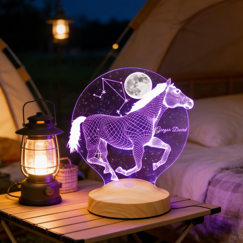 Personalized Zodiac Horoscope Horse LED Night Light Horse Gifts for Riding Lovers and Equestrian Lovers 