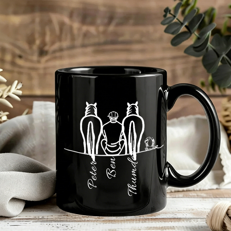 Personalized Horse Character Mug Ceramic Cup Your Silhouette Always With Me Gift for Horse Riding Equestrian Lovers