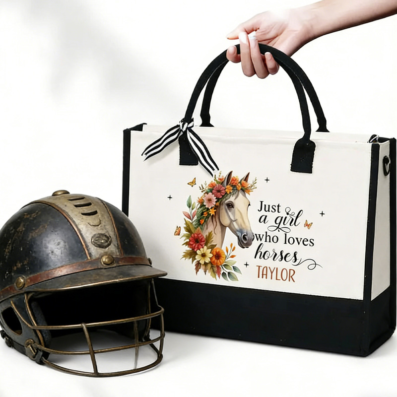 Personalized Horse Tote Bag Trainer Canvas Tote Bag Anniversary Gift for Equestrain Lovers