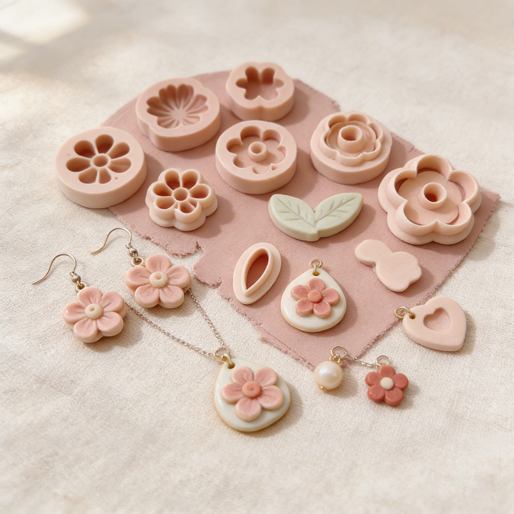Floral Polymer Clay Cutter Set 11 Piece Flower Shape Clay Tools for Handmade Earrings Jewelry Making and DIY Clay Art