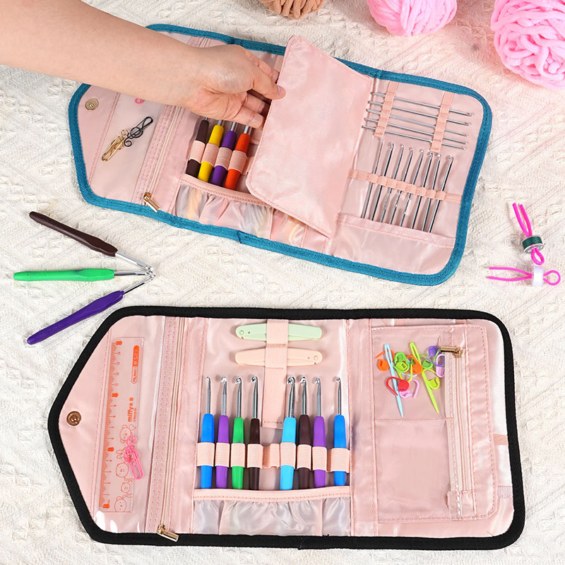 Personalized Birth Flower Foldable Crochet Hook Organizer with Name Knitting Accessories Mother's Day Gift for Crochet Enthusiasts