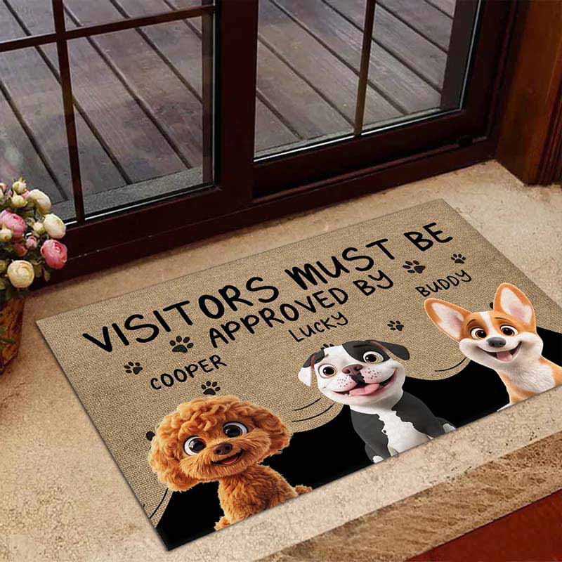Personalized Dog Lover Approved By Dog Cartoon Doormat