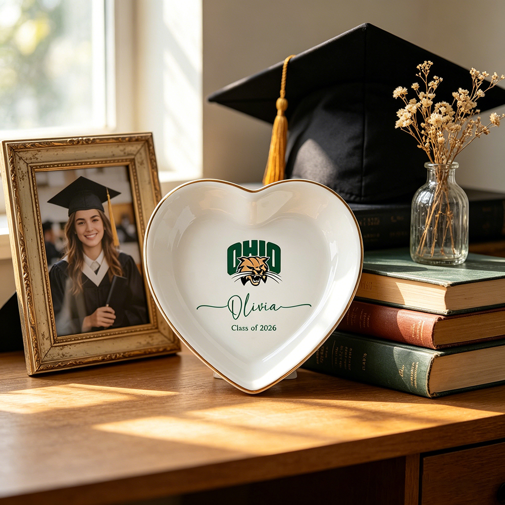 Custom College Logo Trinket Dish Graduation Jewelry Dish University Pride Trinket Tray College Dorm Decor End of Year Gifts Alumni Gifts