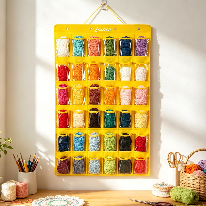 Hanging Yarn Organizer Storage with Clear Pockets Crochet Tool Storage Crochet Showcase