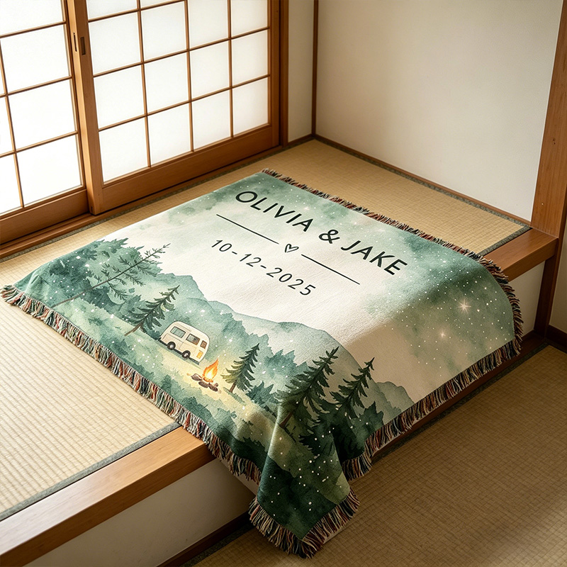 Personalized Couple Blanket with Names Nature Lovers Engagement Gift Adventure Couples Gift Wedding Engagement Couple Gift