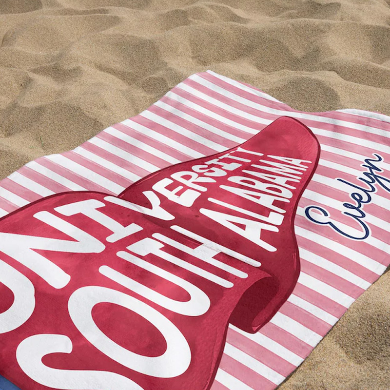 Personalized College Beach Towel University Pride Striped Monogram Soft Absorbent Summer Blanket