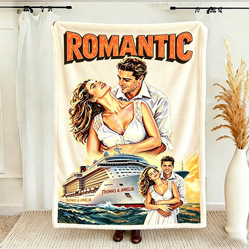 Personalized Couple Throw Blanket with Names Custom Couple Photo Poster Blanket Valentine Gift Gift for Husband Gift For Wife