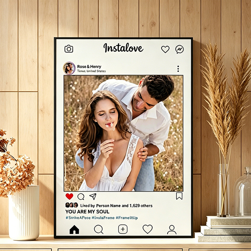 Personalized Couple Instagram Photo Print Poster with Names Couple Wedding Gift Marriage Gift for Her