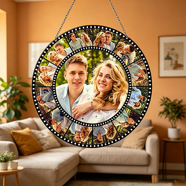 Personalized Couple Photo Film Sun Catcher Custom Window Decor Anniversary Gift Valentines Day Gift