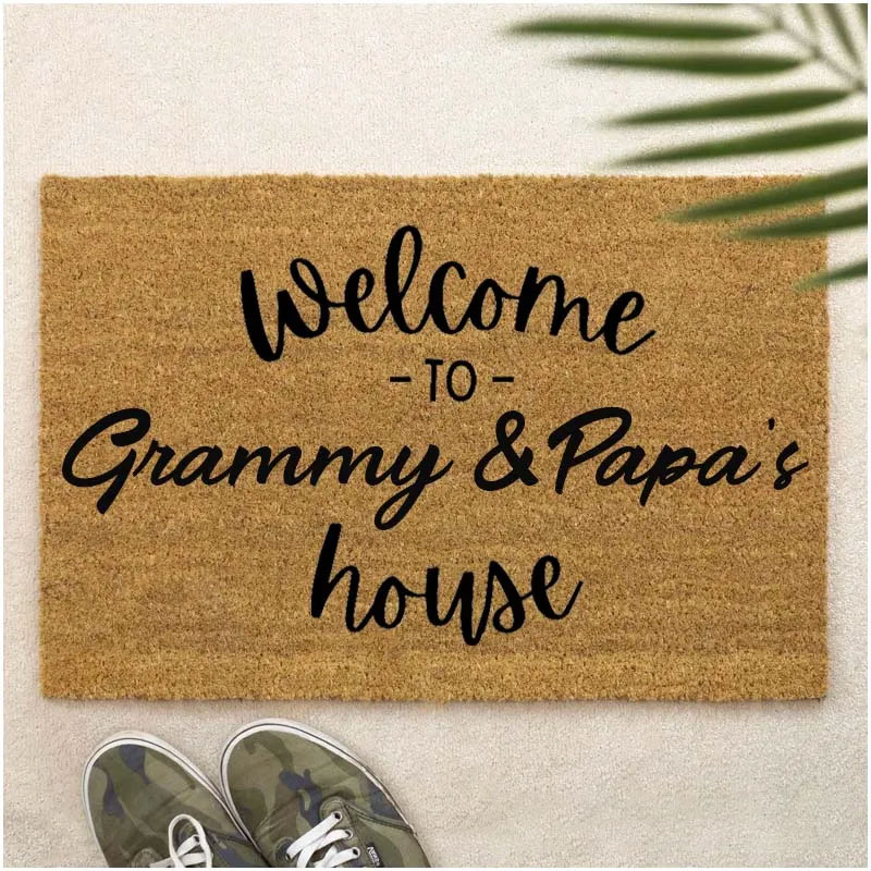 Personalized Welcome to Grammy and Papa's House Doormat Custom Family Rug Housewarming Gift Decorative Indoor Outdoor Durable Mat for Entryway Door
