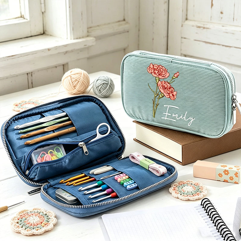 Personalized Corduroy Tool Storage Bag Multi Functional Crochet and Organizer Pouch Crochet Tool Storage Holder Colorful Organizer