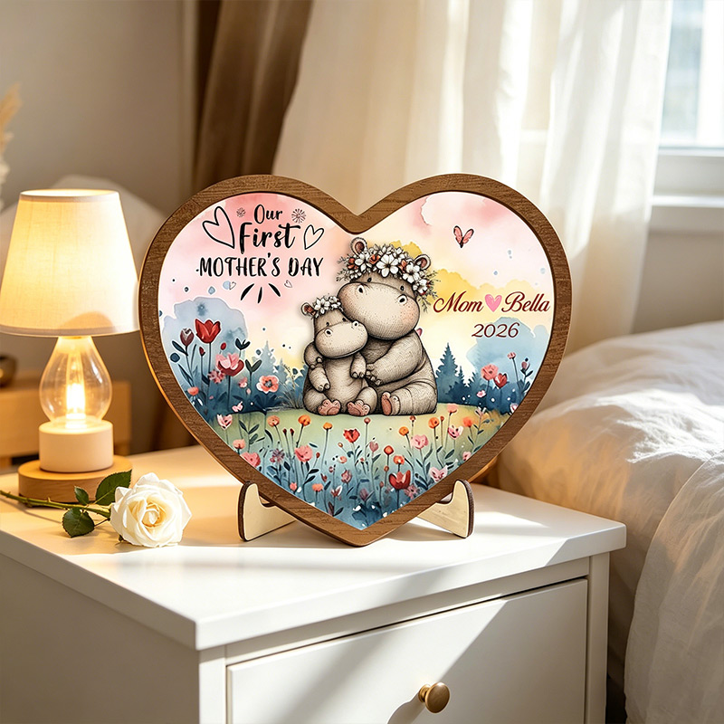 Personalized Our First Mother's Day Sign Mom with Little Kids Wooden Plaque Gift for Mom Grandma Mother's Day