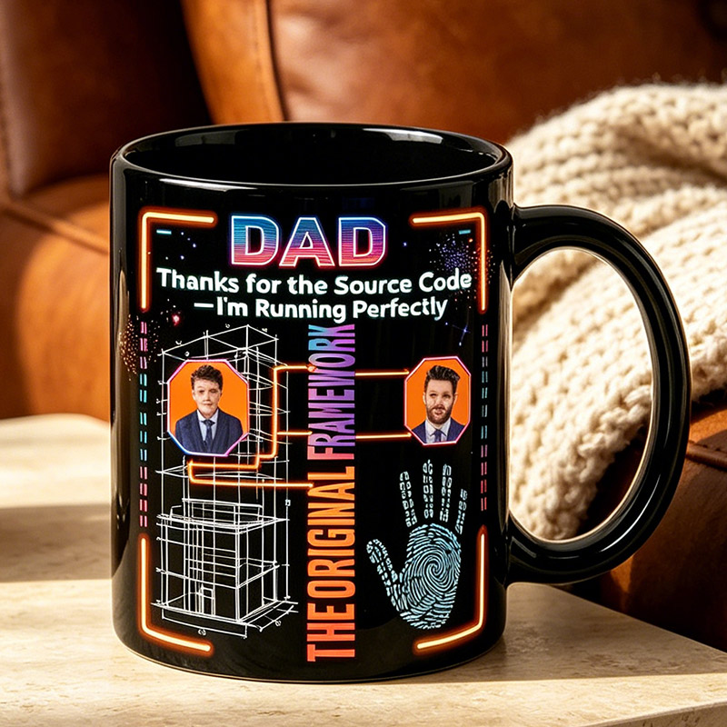 Personalized Dad Thanks For The Souce Code 11 oz Ceramic Mug with 1-4 Names Father's Day Gifts for Dad Grandpa