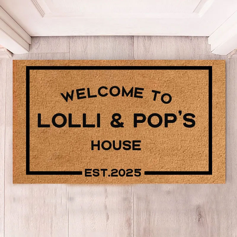 Personalized Welcome to Our House Doormat Housewarming Gift Durable Coir Mat for New Home Indoor Outdoor Door Mat Family Home Decor Rug Est 2025