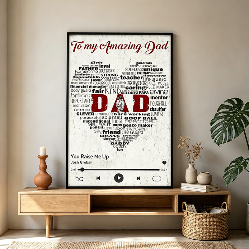 Personalized To My Amazing Dad Wall Art Portrait Art Print with Kids Customed Wall Decor Father's Day Gift Home Decor Gift for Dad