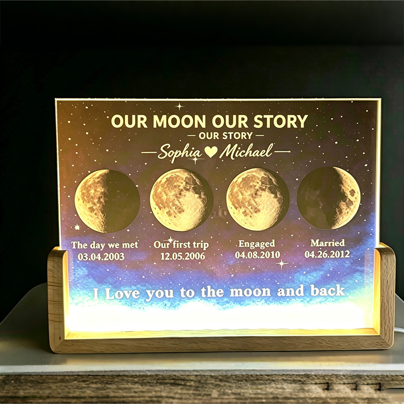 Personalized Our Moon Design Night Light Couple Night Light Gift Our Love Story Design Moon Night Light Anniversary Gift for Couplr