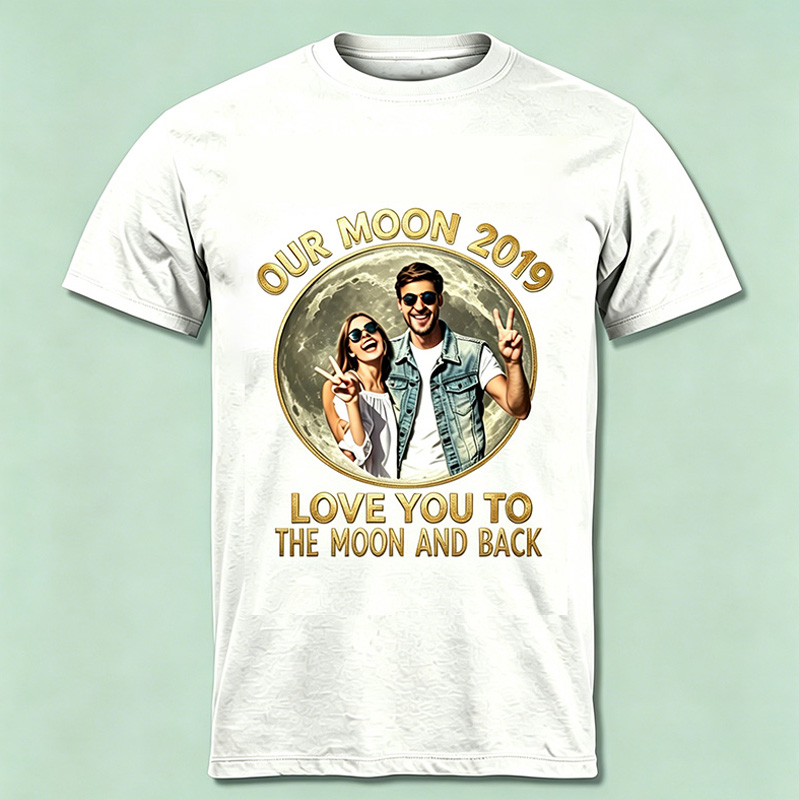 Personalized Couple Our Moon T-Shiet with Photo Custom Date Night Gift for Couple