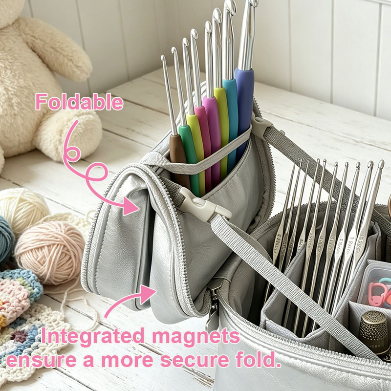 Personalized Crochet Tool Bag Custom Name with Birthday Flowers Leather Crochet Tool Bag Crochet Tool Case Crochet Tool Box  Crochet Gift