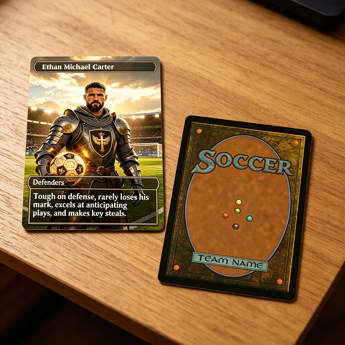 Personalized Soccer Classic Card Soccer Player Medieval Style with Photo and Name Gift for Soccer Lovers