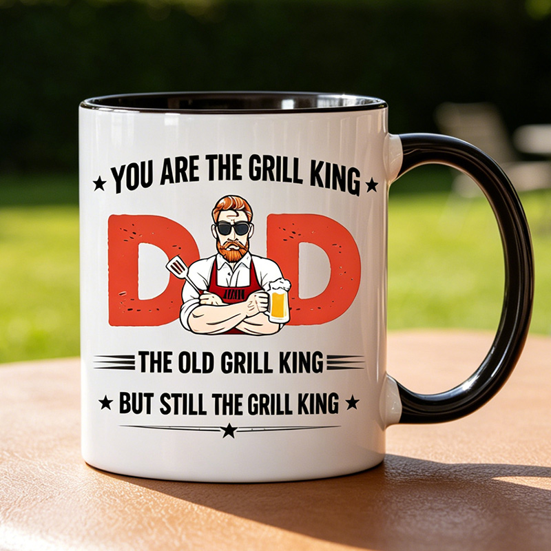 Personalized You Are The Grill King The Old Grill King But Still The Grill King 11 oz Ceramic Mug Dad Photo Mug Father's Day Gifts for Him