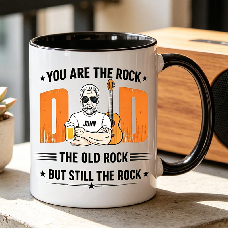 Personalized You Are The Rock The Old Rock But Still The Rock 11 oz Ceramic Mug Dad Photo Mug Father's Day Gifts for Him