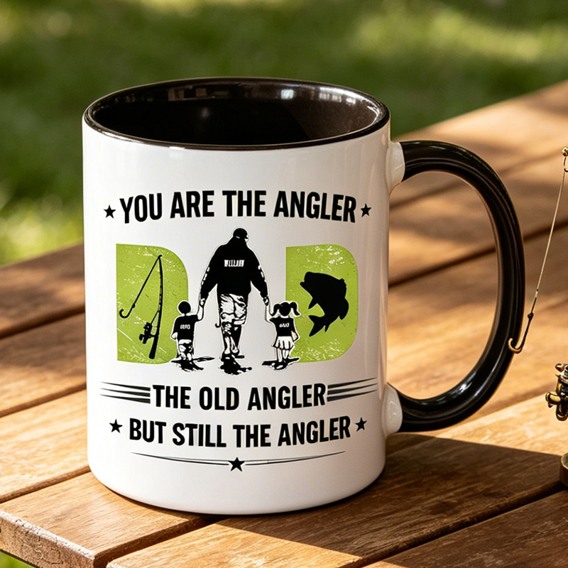Personalized You Are The Angler The Old Angler But Still The Angler 11 oz Ceramic Mug Dad Photo Mug Father's Day Gifts for Him