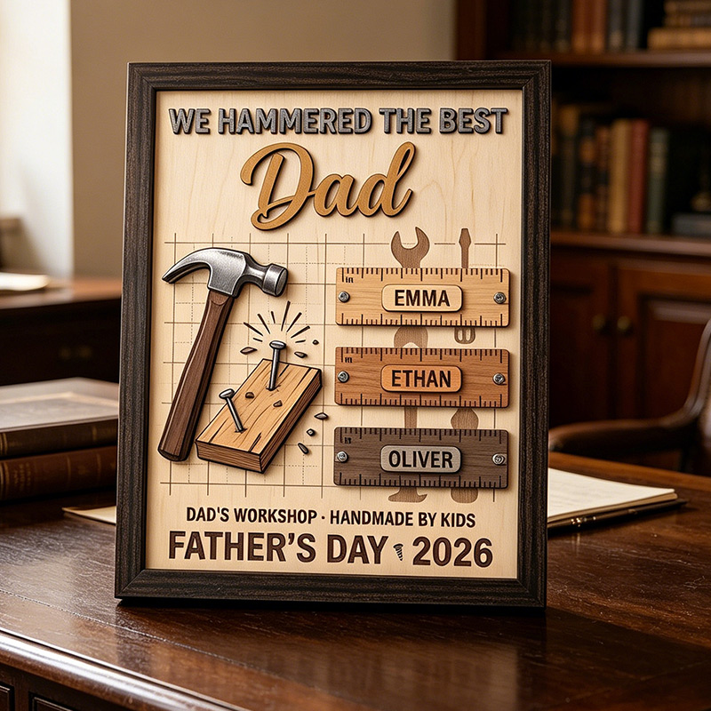 Personalized WE HANDMAD THE BEST DAD Sign Custom Wooden Plaque with Kids Names Camping Enthusiasts Dad Gifts Father's Day Gift For Him