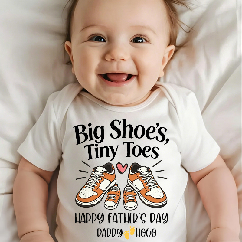 Personalized Big Shoes Tiny Toes Happy Fathers Day Daddy And Baby Matc